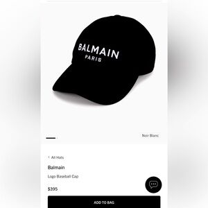 Balmain Black Logo Baseball Cap